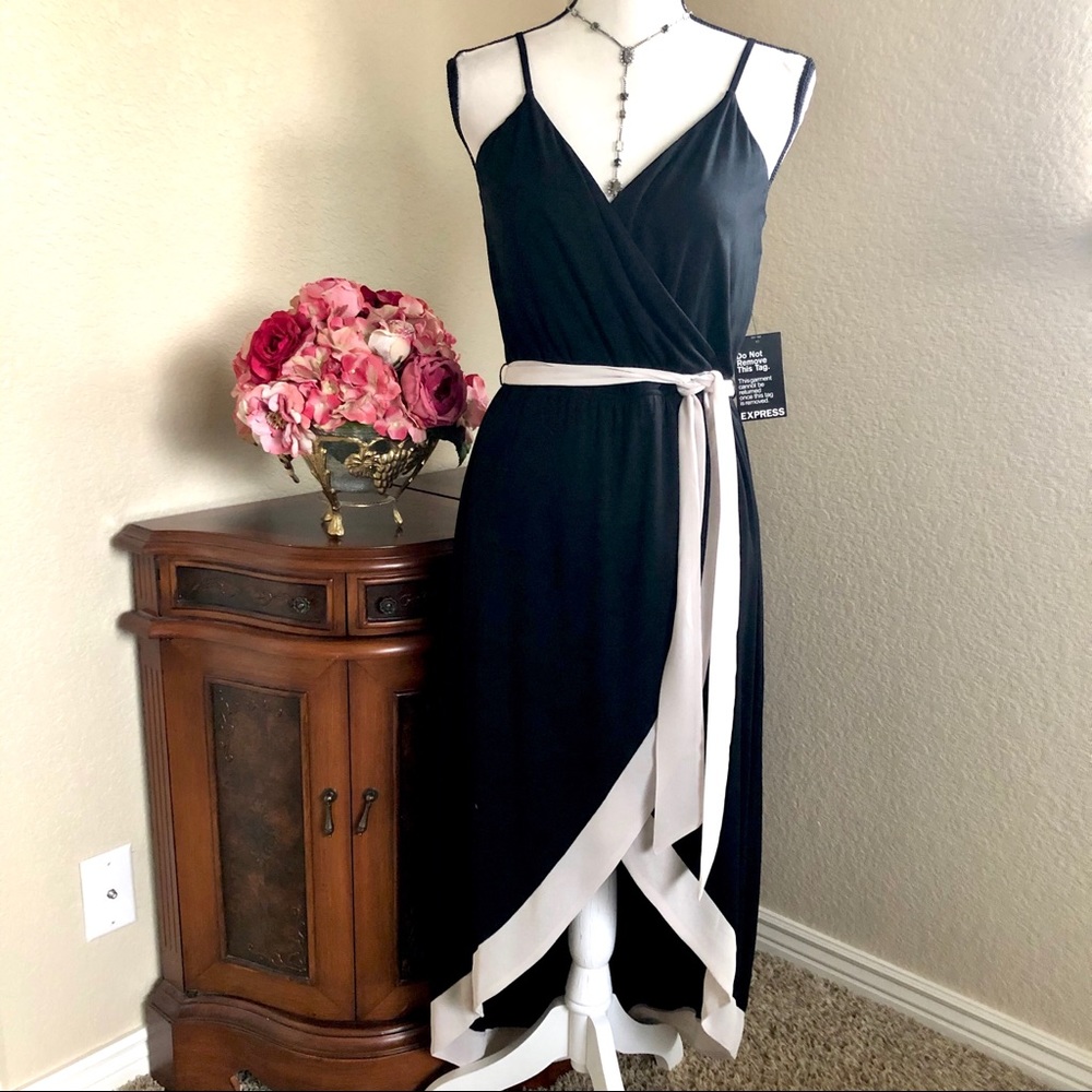 EXPRESS Spaghetti Strap Hi Lo Wrap Dress